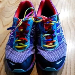 Asics gel running shoes, very cute purple and coral color, size 11